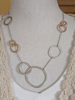 J. Jill Mixed Metal Interlocking Circle Necklace - Tri-Color NWT $49